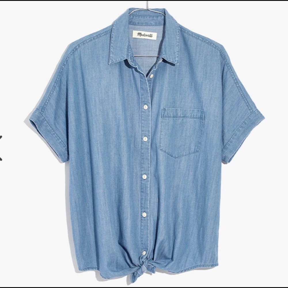 Madewell cropped tie-front denim shirt